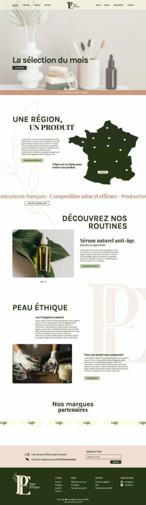 Peau Éthique — page d'accueil complète de la boutique