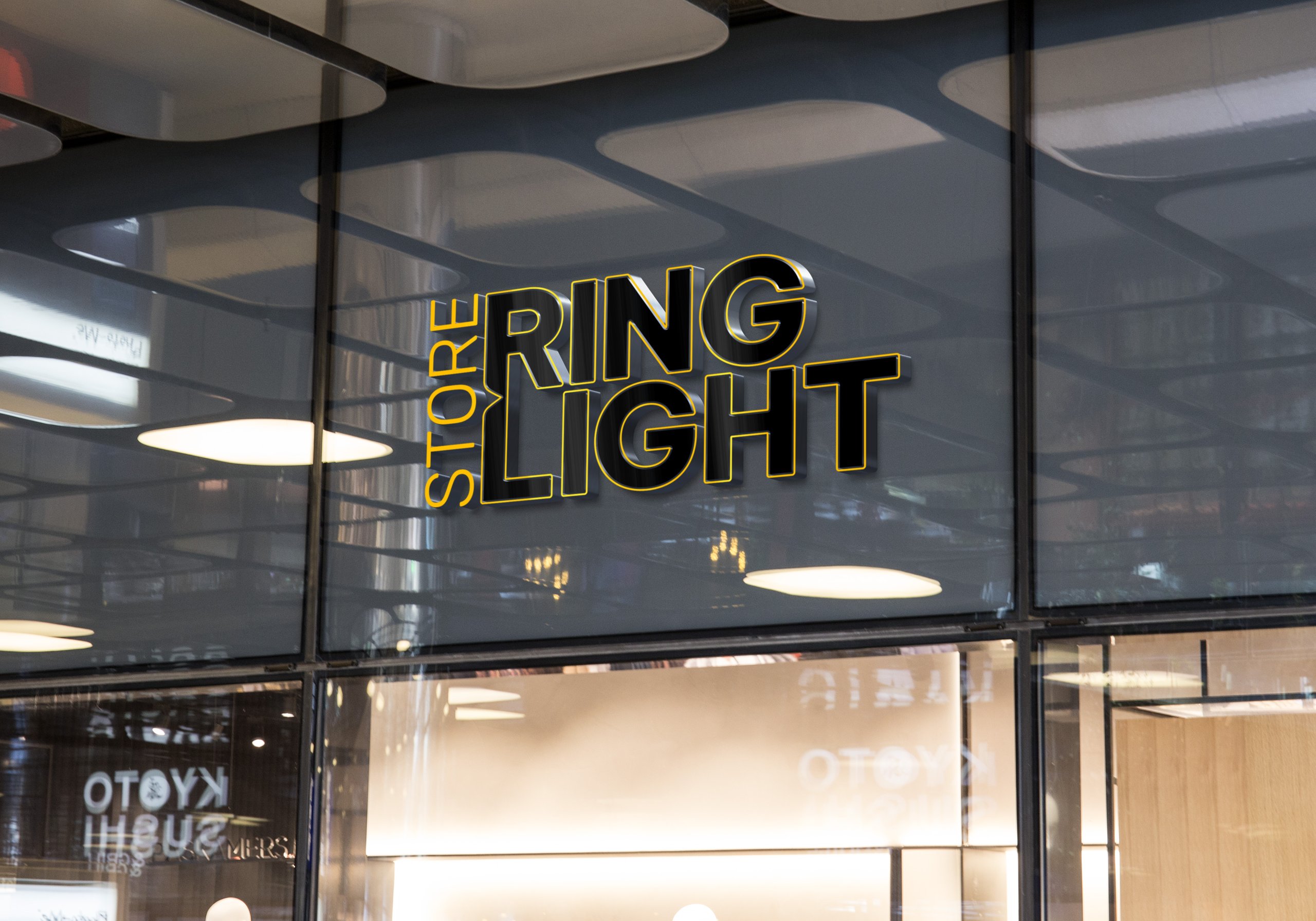 Ring Light Store — logo en vitrine d'une boutique