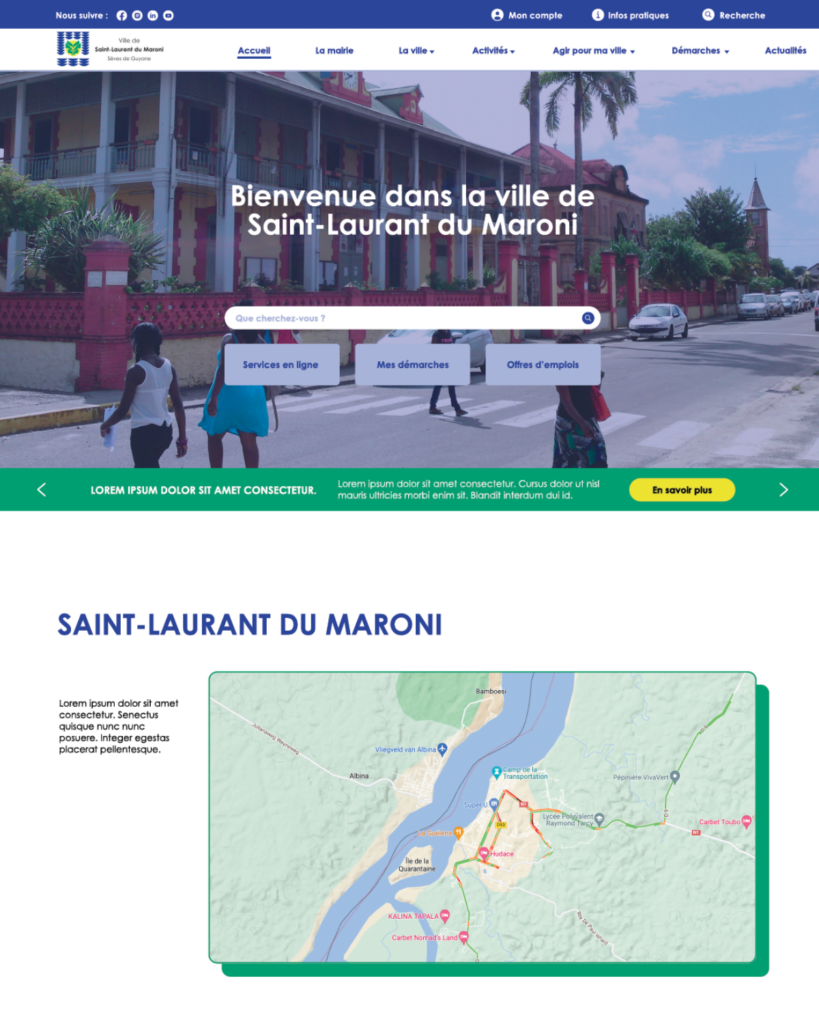 Saint-Laurent du Maroni — haut de la page d'accueil avec recherche