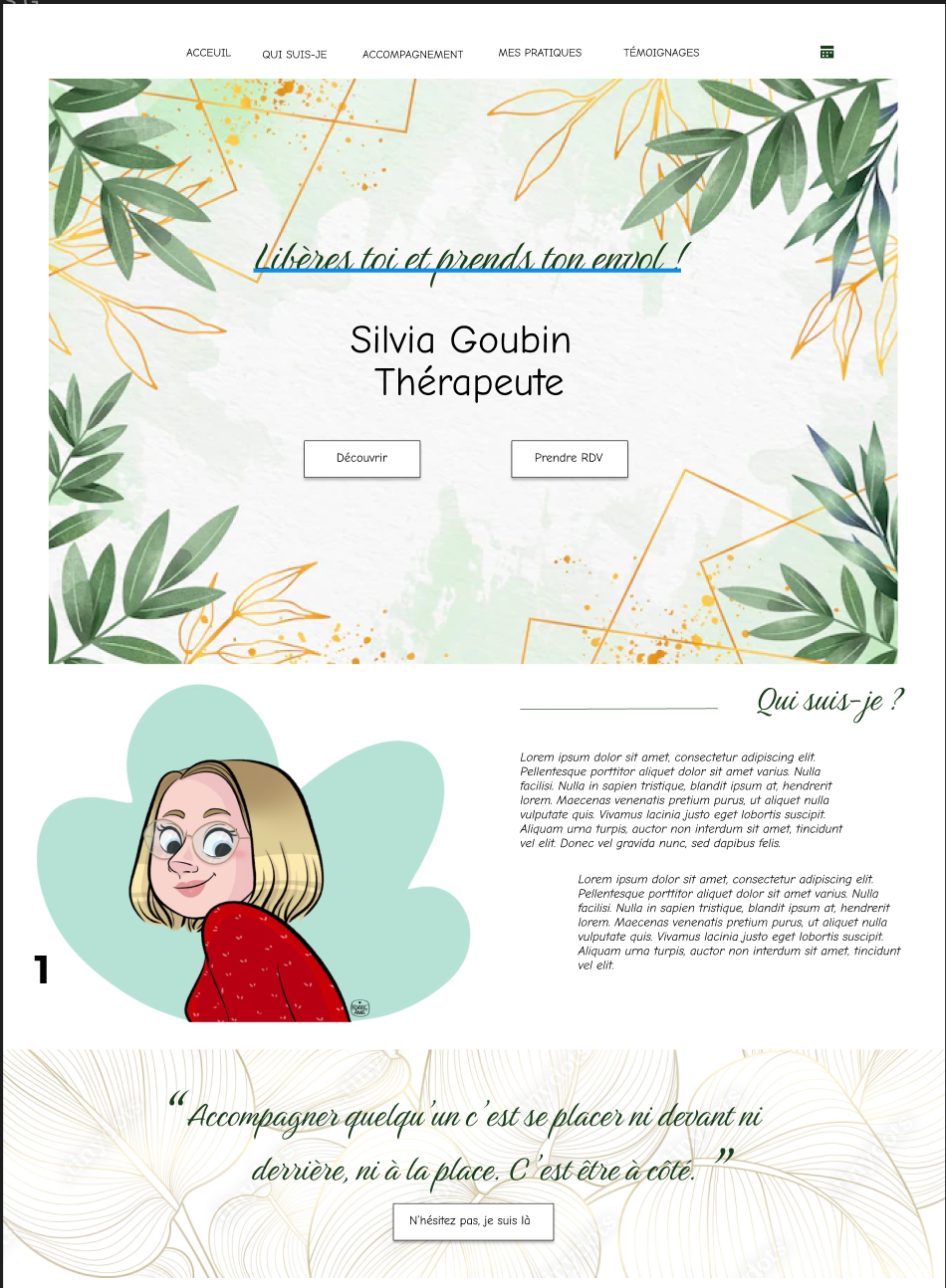 Silvia Goubin — page d'accueil avec portrait illustré