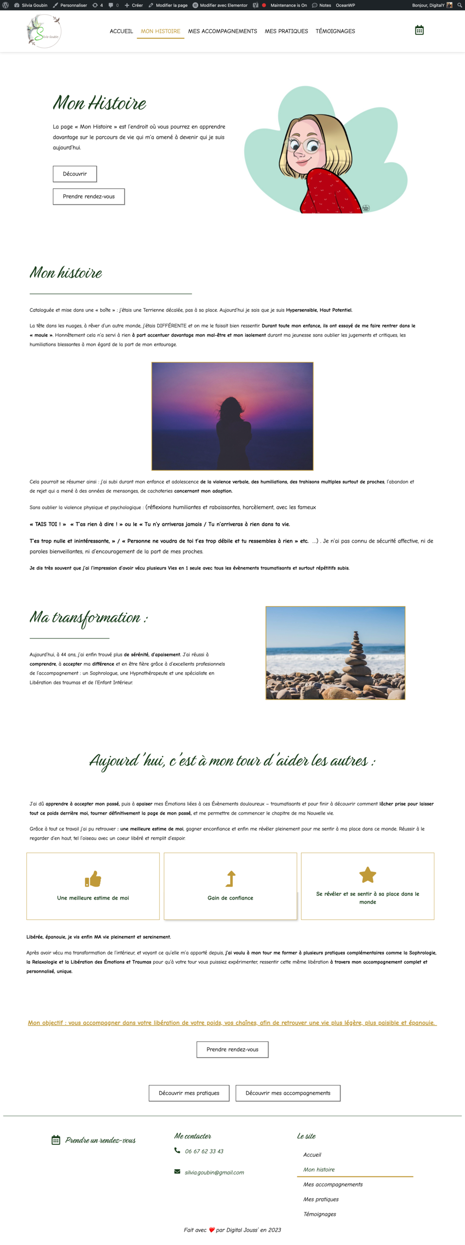 Silvia Goubin — page « Mon histoire »