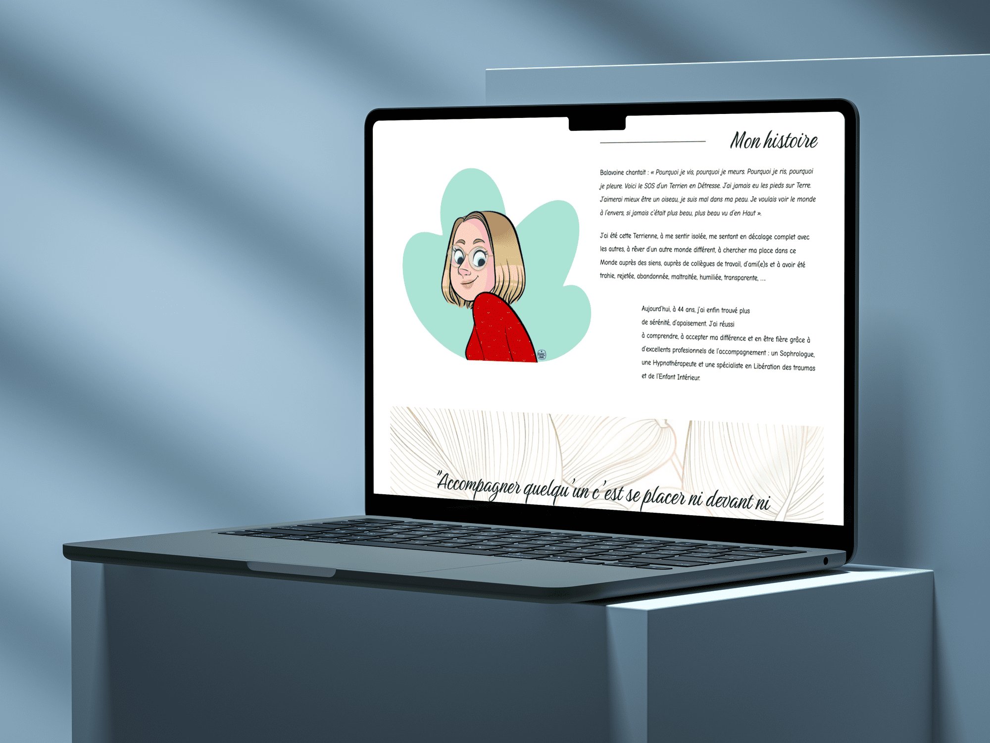 Silvia Goubin — site de la thérapeute affiché sur un ordinateur portable
