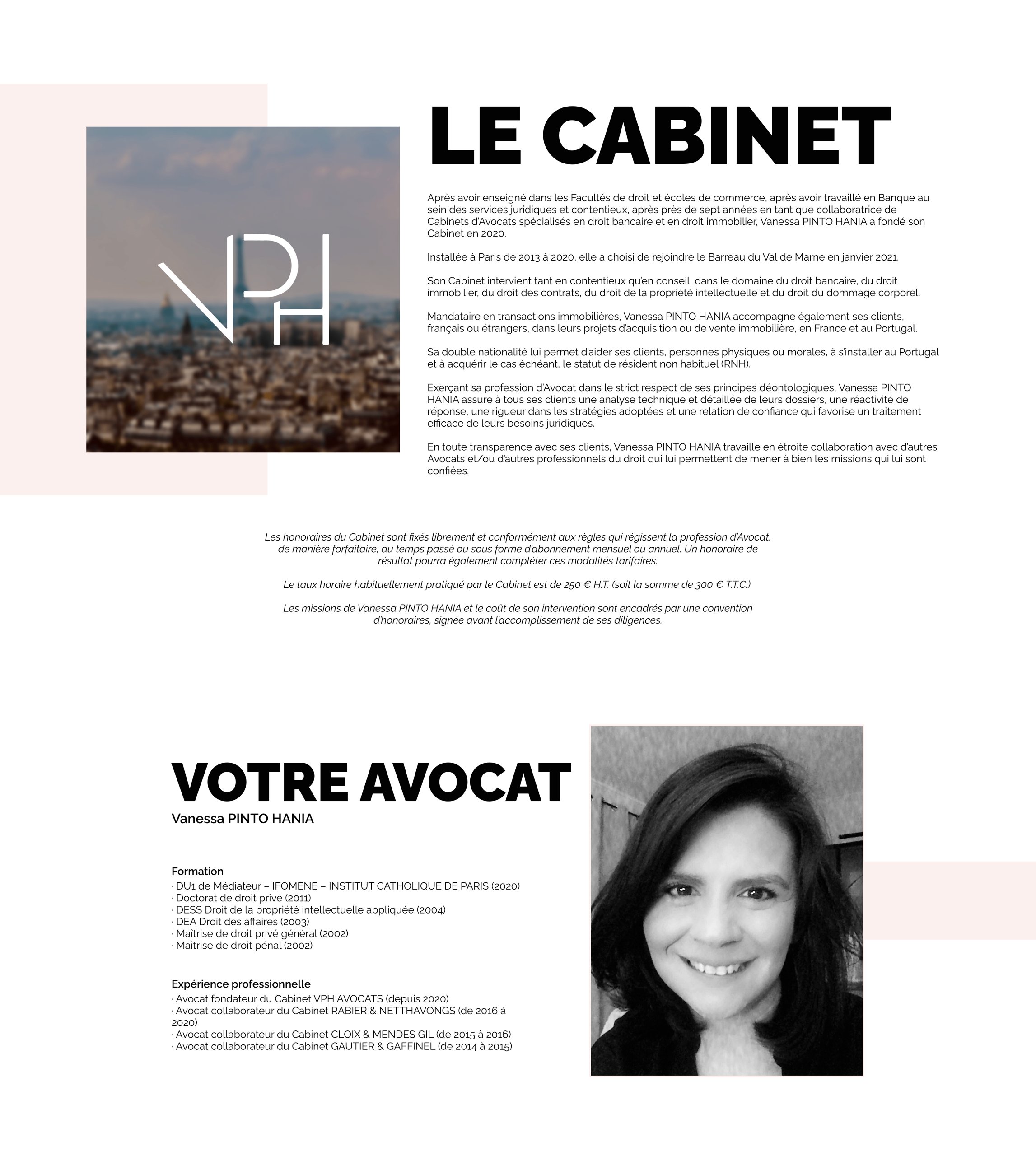 VPH Avocats — page de présentation du cabinet et de l'avocate