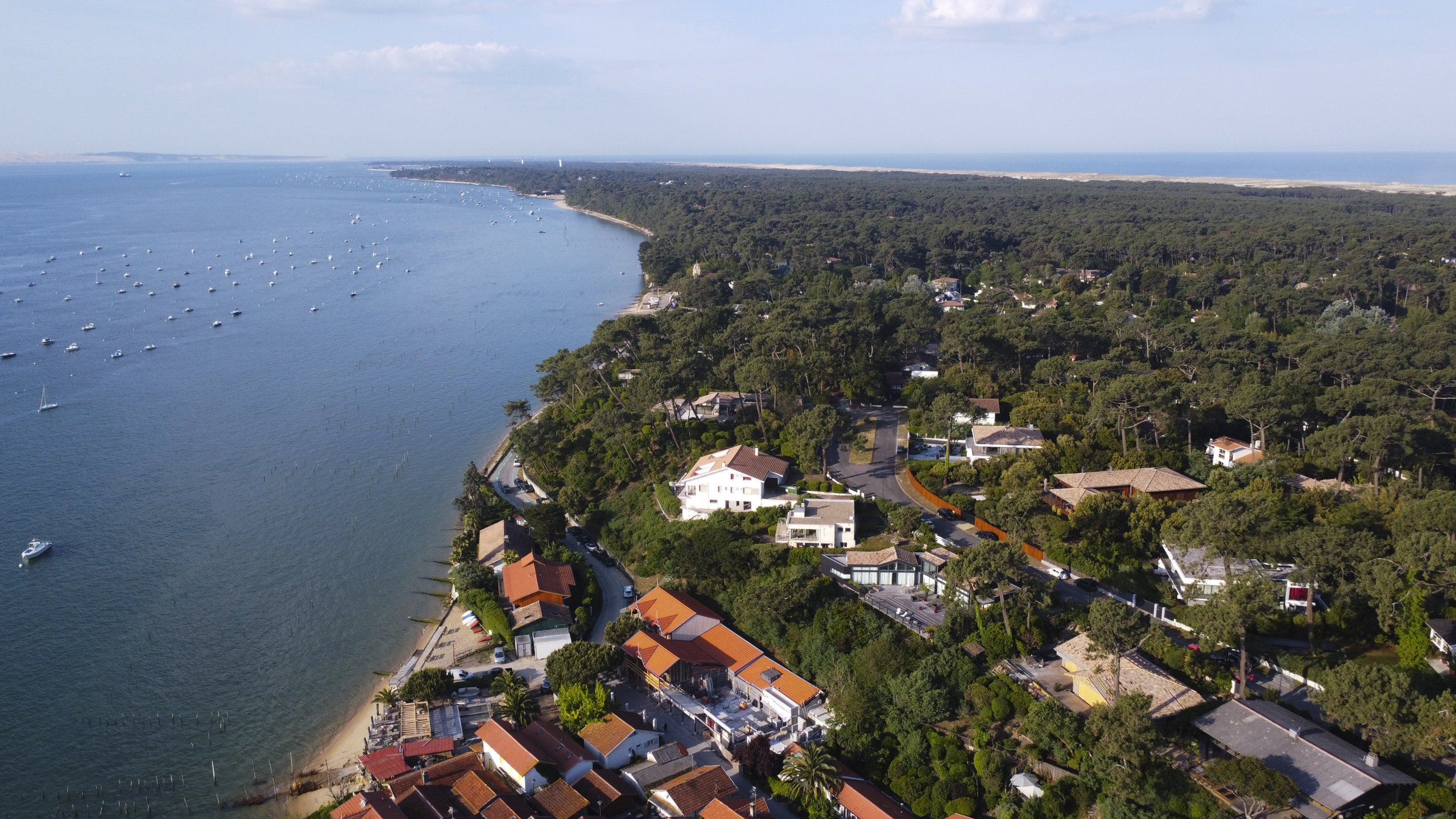 Vue d'en haut 1 Vue d'en haut — littoral boisé et plage vus en drone