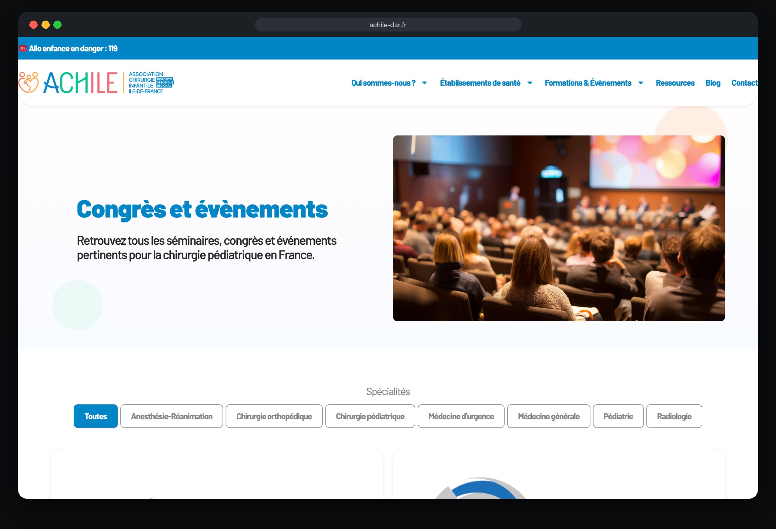 Achile : page congrès et évènements