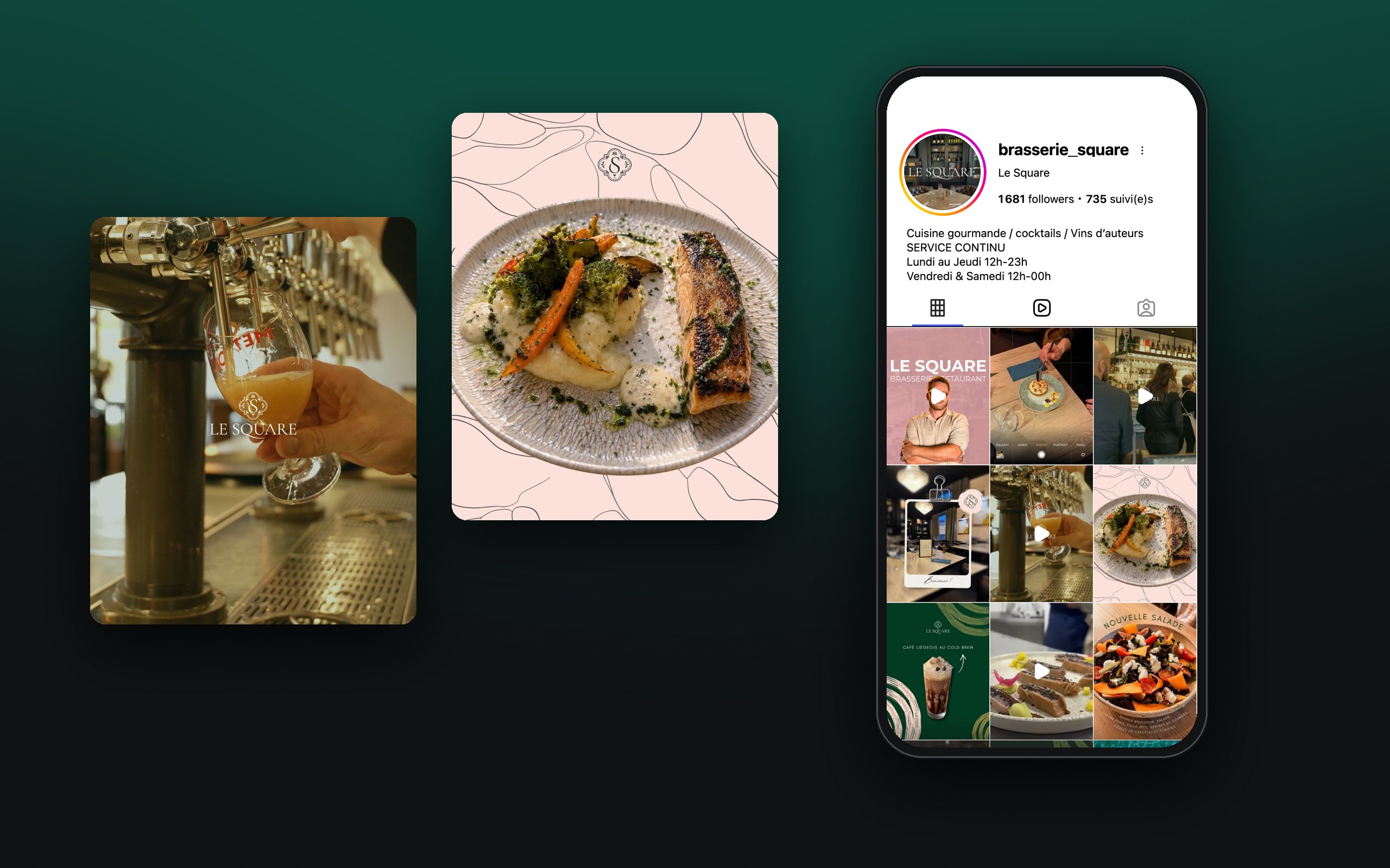 Le Square : compte Instagram @brasserie_square et publications