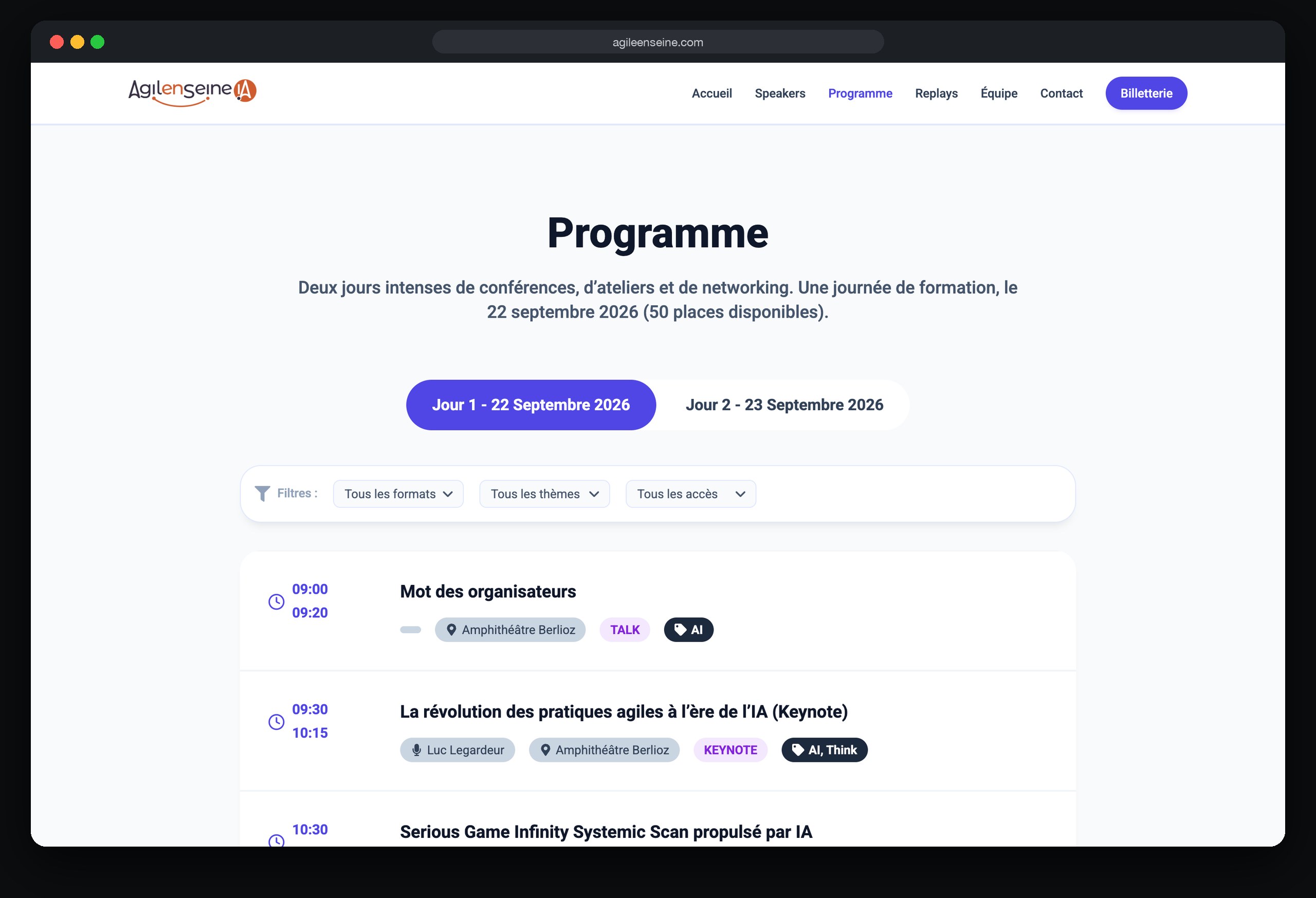 Agile en Seine : page Programme