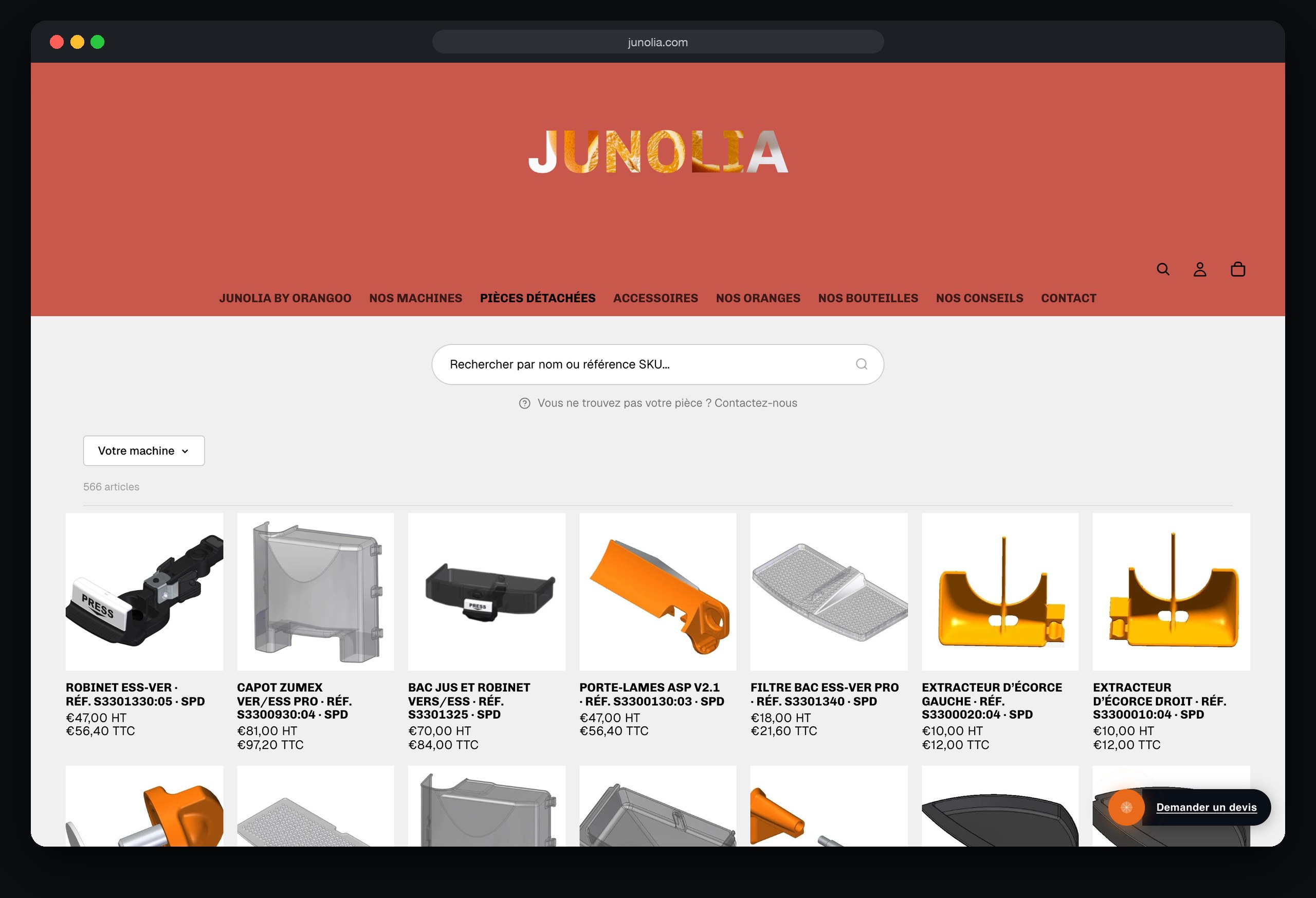 Junolia : page Pieces detachee