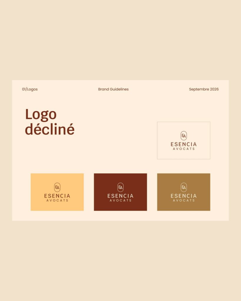 Esencia Avocats : logo décliné