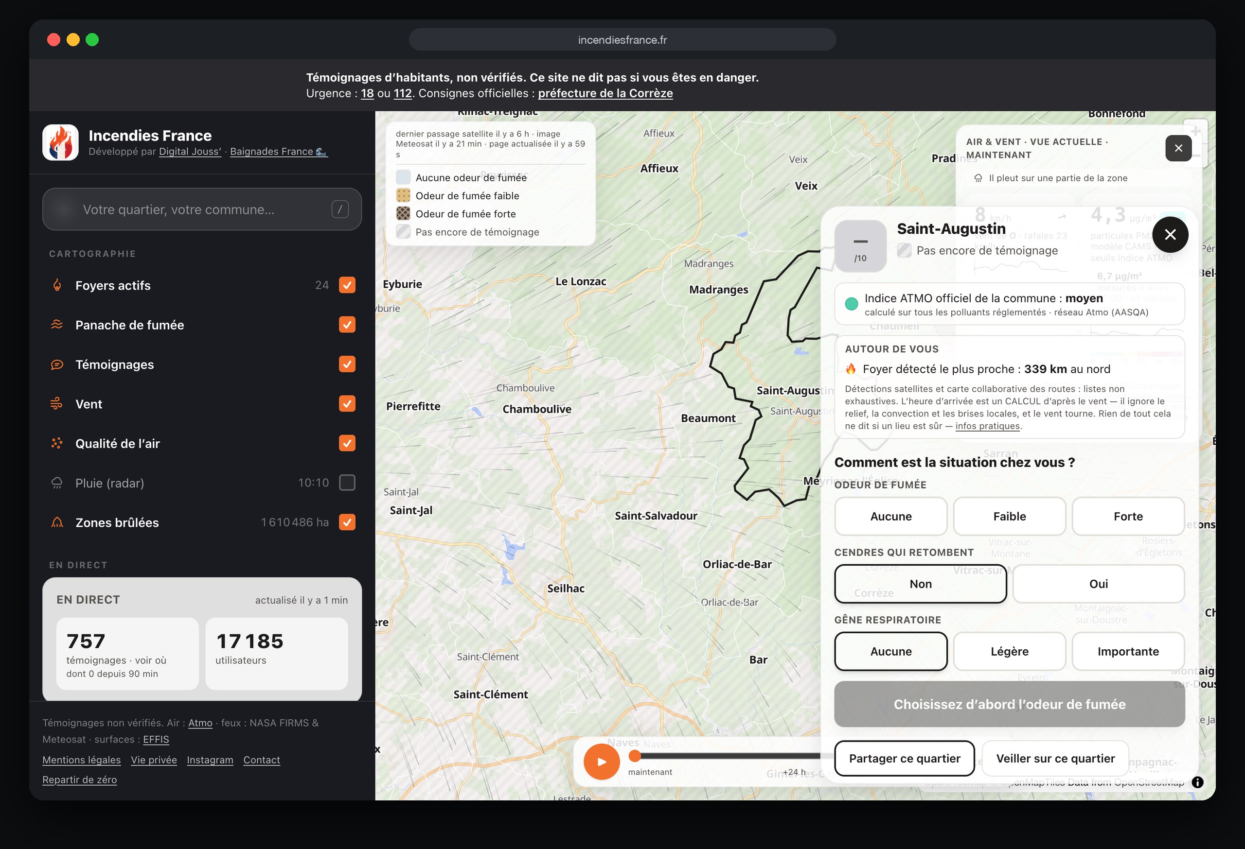 Incendies France 1 Incendies France : fiche d’un quartier avec qualité de l’air et témoignage