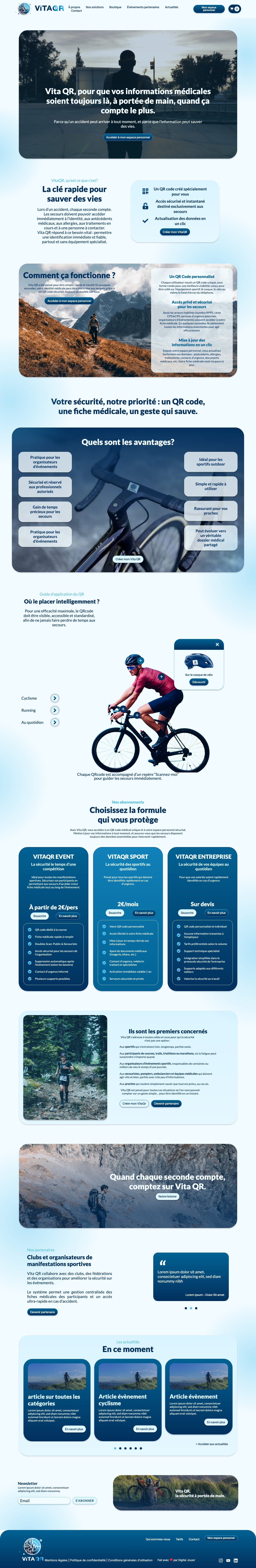 Vita QR : page d’accueil complète sur ordinateur